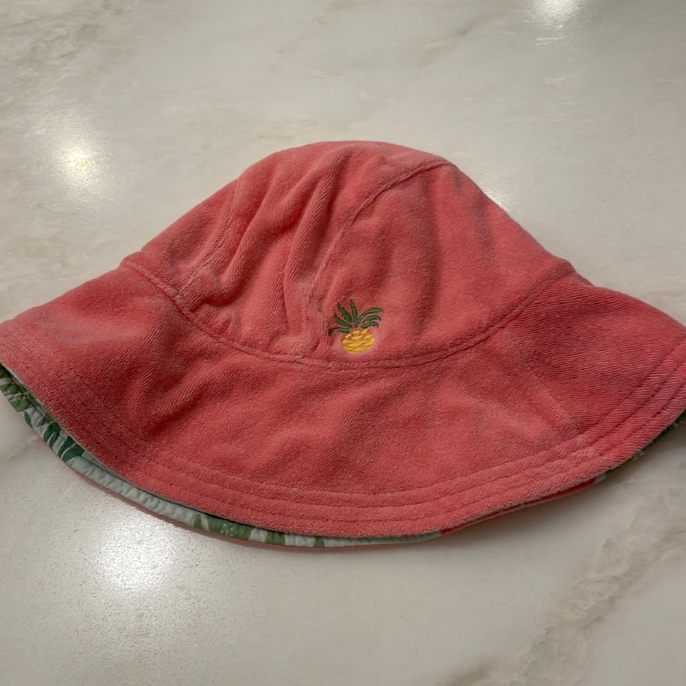 Janie and Jack Pink Terrycloth Reversible Beach Hat-Size 4/5 Years